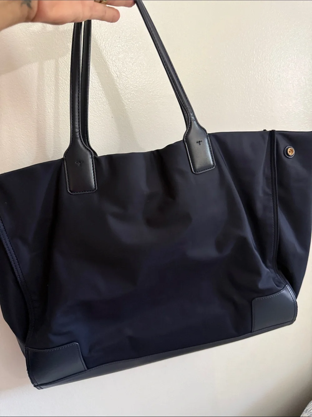TORY BURCH ELLA LOGO TOTE NAVY BLUE SHOULDER BAG